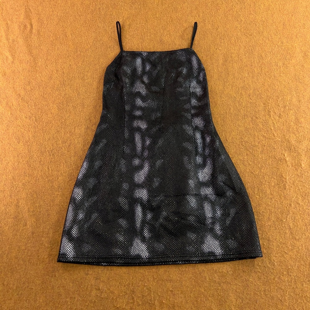 Urban Outfitters Womens Medium Black Silver Snakeskin Open Back Mini Dress New